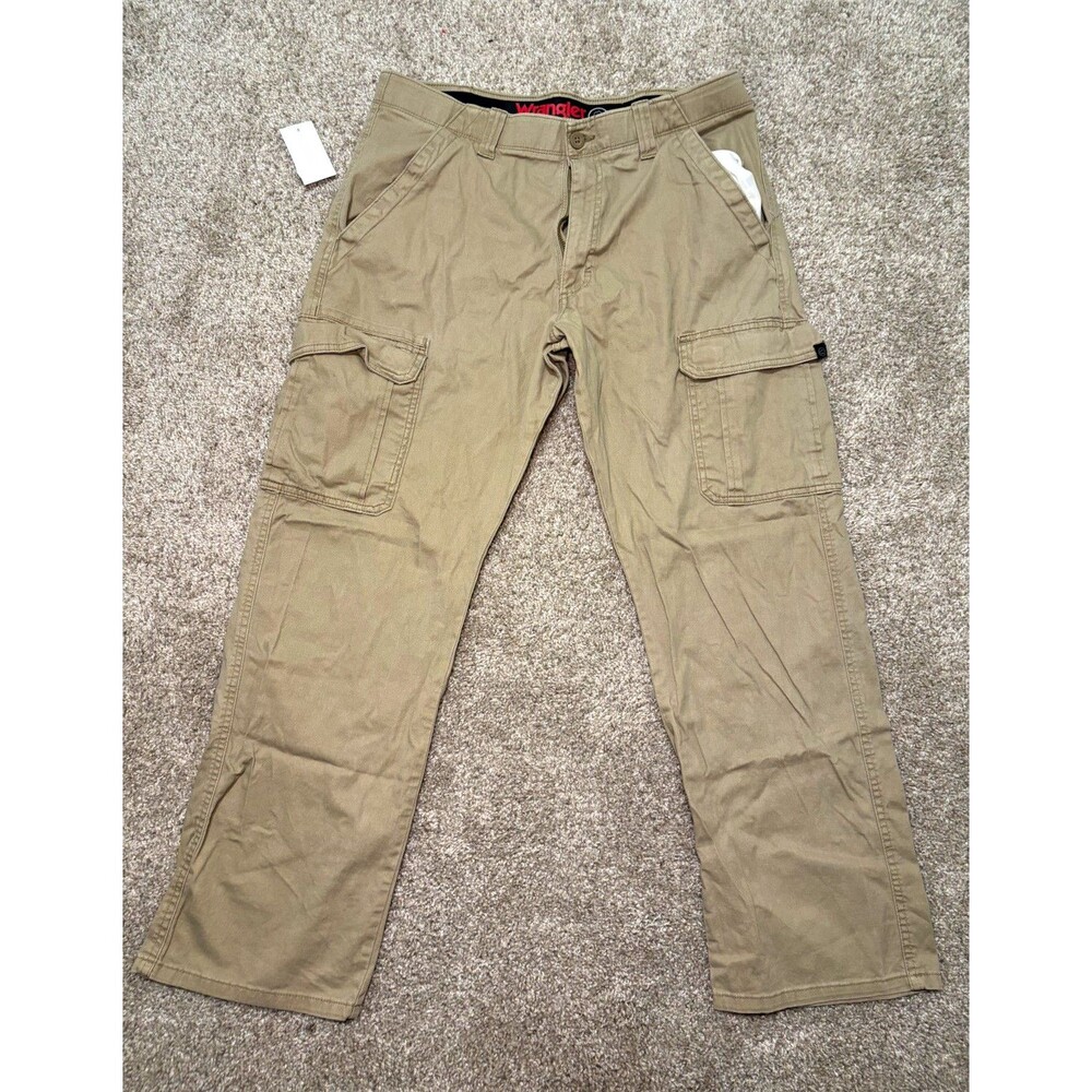 Wrangler ATG Men’s Beige Cargo Pants 34x30 Straight Leg Stretch Canvas Pockets